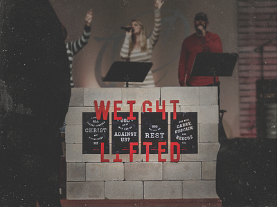 Weight Lifted Stage bench press church poster posters sermon sermon series stage type wall weight