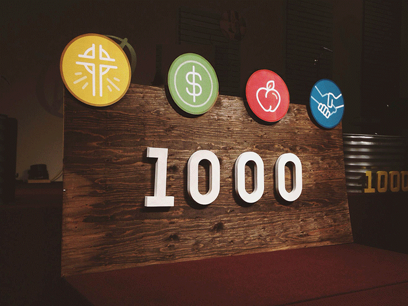 My 1000 Rep Challenge icons faith cross apple hand 1000 numbers money handshake