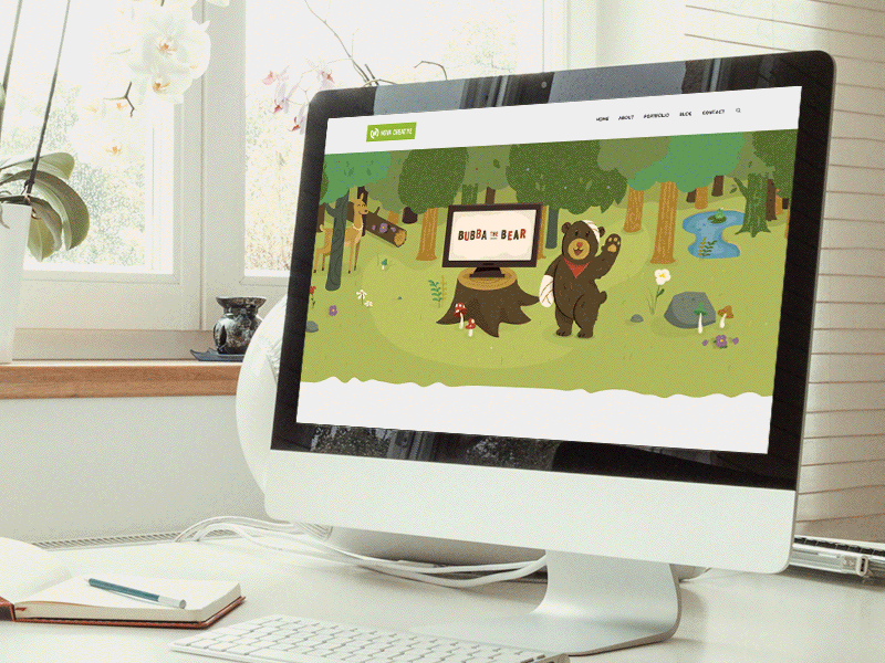 Nova Portfolio WIP animation bear case study gif illustration imac portfolio site