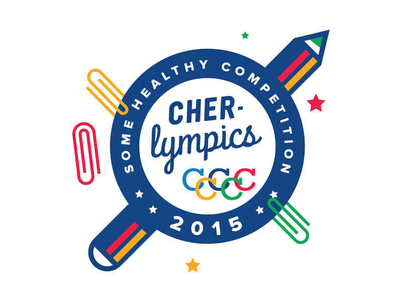 CHER-lympics beer pong color colors competitions medals olympics paper airplane rubber band signage type