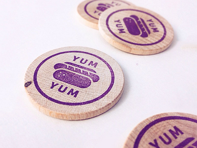 YUM YUM! chalk event hotdog photo stamp token type wood yum yummy