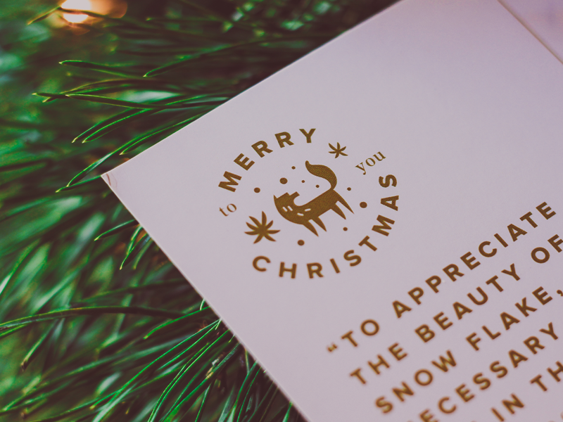 Snow Watching quote christmas print cold winter gold seal snow card wolf