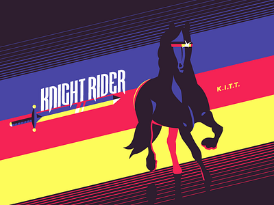 Knight Rider 10080sart 80s colors horse k.i.t.t. knight rider lighting medieval retro robot sword