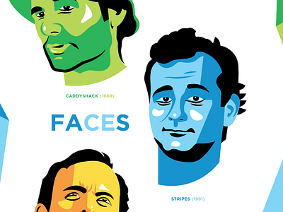 80s Faces of Murray 10080sart 80s bill murray colors faces movies portrait poster