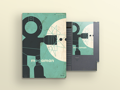 Mid-century Megaman 10080sart 50s art box cover game megaman nintendo retro vintage