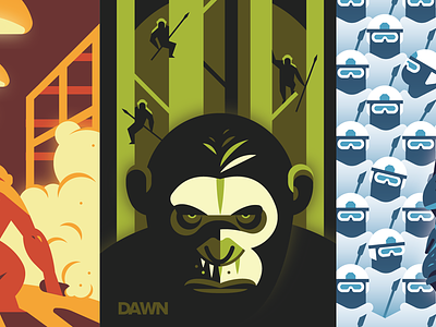 Rise. Dawn. War. apes dawn flat movie pattern planet of the apes posters rise trilogy war