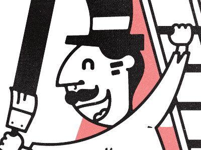 Wall Graphics face guy illustration ladder mustache paint person smile suit texture top hat