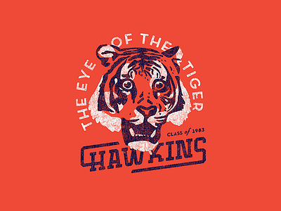Go Tigers!! 10080sart 80s eye of the tiger process shirt sports stranger texture things tiger type vintage