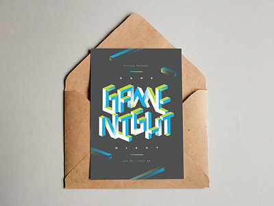 Game Night 3d blocks bold floating fun game gradients m. c. escher night type