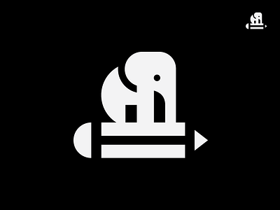 Ear elephant logo mark pencil personal simple small
