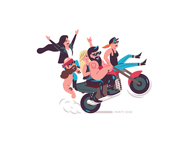 Party Bike bike biker biker guy fast flat friends girl biker motorcycle party simple tattoo