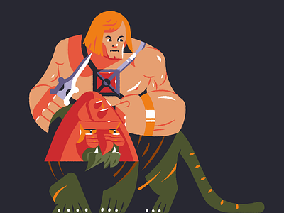 He-Man and His Dope Cat! battle cat battlecat fangs flashback he man helmet heman i have the power masters of the universe muscles powerful prowling retro strong sword throwback tiger type typography vintage
