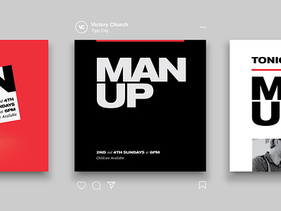 Man Up ad black and red bold bold font branding church clean groups instagram instagram design layout layouts man up manly masculine modern post simple strong type