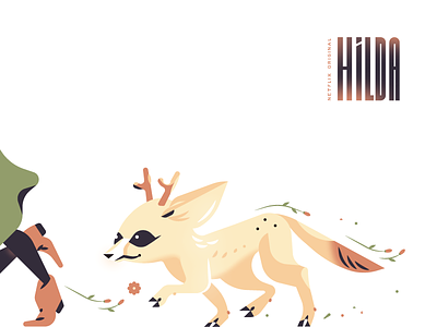 Deer-Fox adventure antlers characters creature cute cute animals deer fox deerfox dog flowers fox fox logo hilda illustrration netflix pet poster running type typography