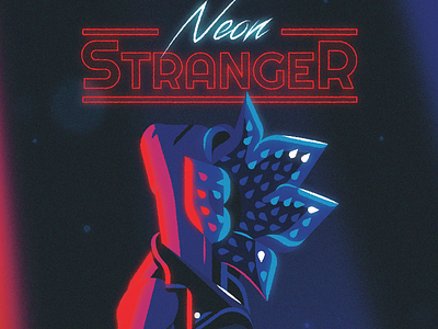 Neon Stranger 80s 80s fashion demogorgon leather jacket lighting neon playlist retro stragner things type typography
