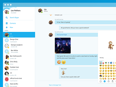Skype for web app audio call chat design messaging microsoft product responsive skype video web