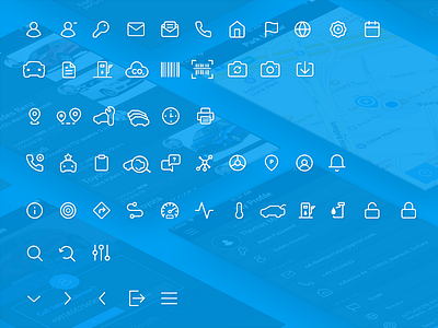 Car Management icons app car flat icon set stroke user vehicle