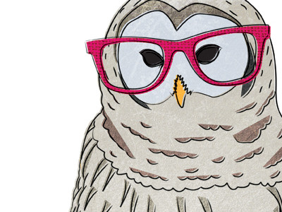 Owl with pink glasses