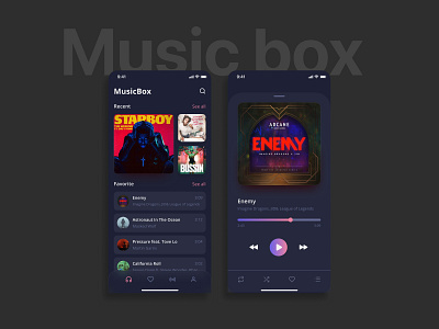 Music Mobile App app box branding design icon illustration logo music player typography ui ux vector