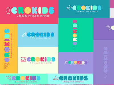 Crokids brand and identity branding colorfull design kids logo sew sewing