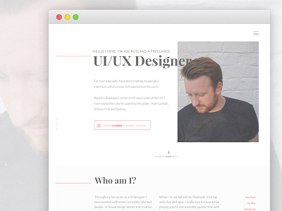 New Site Progress clean designer freelance personal portfolio typography ui ux website white