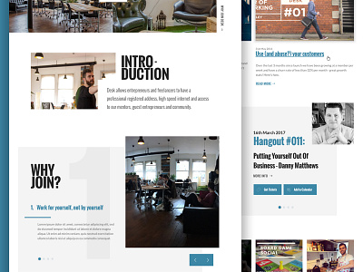 Desk Cowork - design concept blog bold carousel clean images news slider typography ui web design