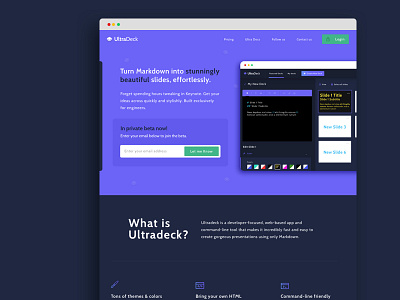 Ultradeck Marketing Site blue editor icons input purple sass ui ui design web app web design