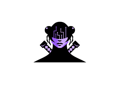 Cyber samurai woman branding graphic design logo