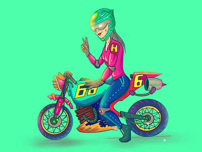 Biker Girl animation branding design graphic design illustration logo typography