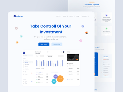 CoinTab - Cryptocurrency Landingpage bank chart crypto cryptocurrency design dribble freelance invest investment landing page landingpage nft popular token trading ui ux uıux web website