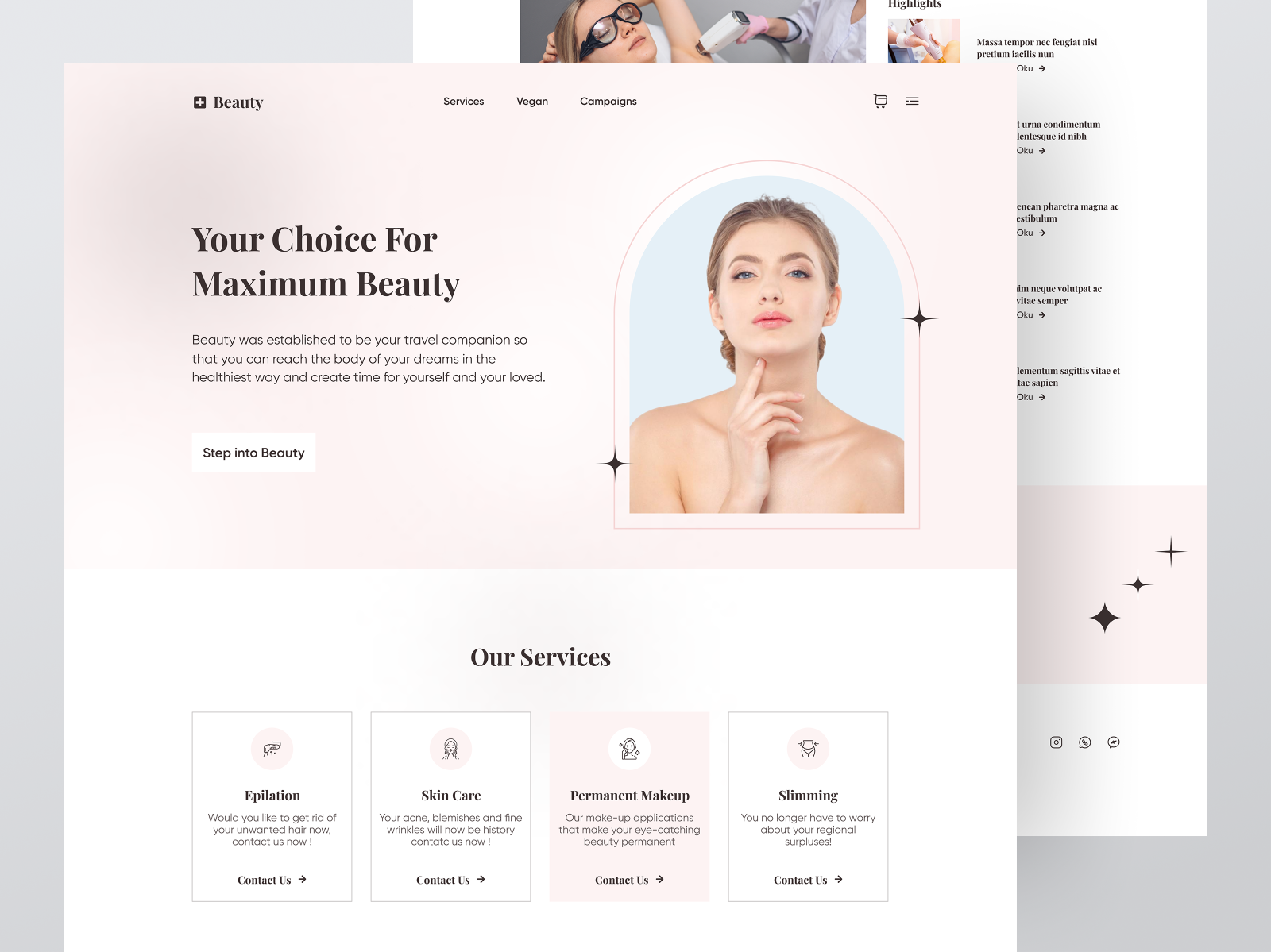 Beauty Center Landing Page by Ishak Erdogan on Dribbble