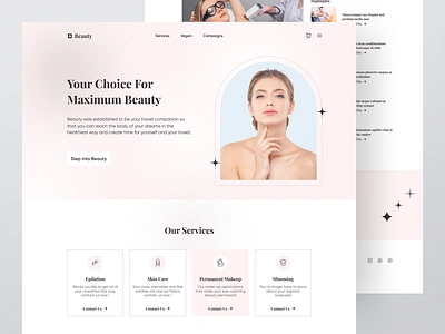 Beauty Center Landing Page beauty beautyclinic center clean clinic design epilation landingpage laser laser epilation makeup modern skincare slimming spa ui ux vegan web