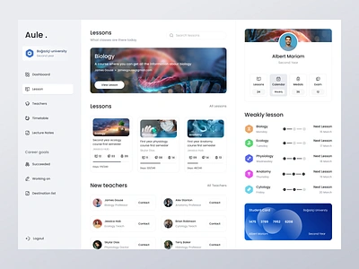 Aule. - Course Lesson clean college course dashboard e learning education figma homework lesson online course online education study teaching timetable universty userinterface ux uı web web app