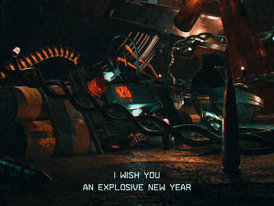 Explosive new year — Poster arnold bomb c4d christmas mood new year poster render rifle weapons