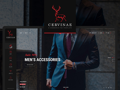 Cervinae - Modern E-commerce Website Template accessories blog clean coming soon dark dark ui e commerce fancy fashion leather luxurious masonry modern red retail search shop store watches