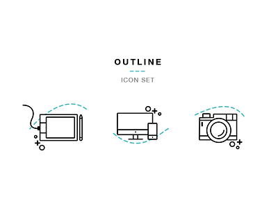 Outline Icon set graphic design icon minimalist outline photography screen simple tablet