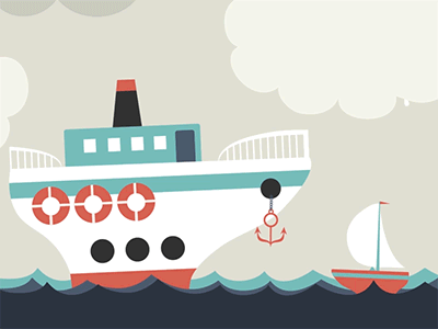 Ship 2d animation aftereffects anchor animation boat clouds ferry gif graphic rain sea ship smoke waves