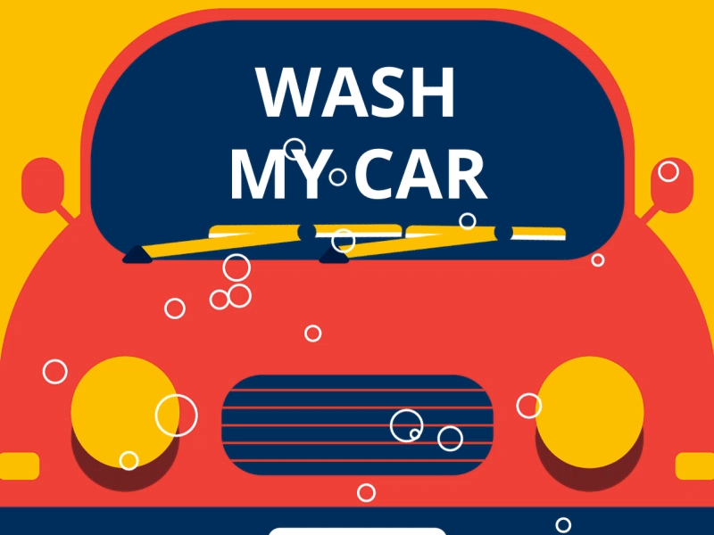 Wash my car 2d animation aftereffects animation bubbles car carwash gif graphic wash windshield wipers