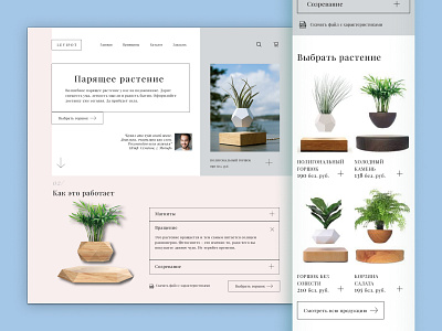 Дизайн сайта "Парящее растение" airdesign blue white colours design design inspiration desing landing flying plants gentle design landing landingpage soaringplant ui web design website design