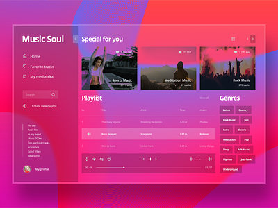 Music app interface "Music Soul"