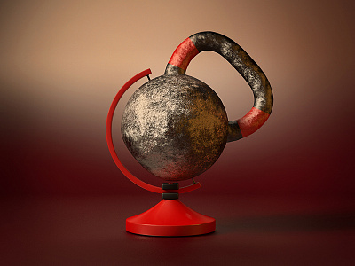 Kettlebell Globe 3d model character design cinema4d concept crossfit digital art graphic design illustration photoshop