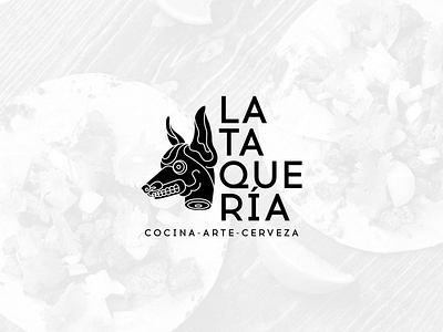 "LA TAQUERÍA" logo design bar brand branding design graphic design handcrafted handmade handstyle head illustration illustrator la taquería logo logo brand logotype mexican mexico restaurant taqueria xolo