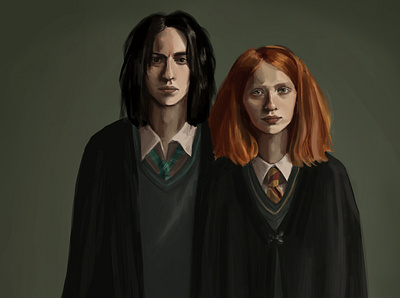 Snape and Lily digitalpaint fanart harrypotter illustration