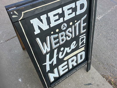 A Nerd's World (A-Frame) americana branding design illustration lettering paint sign painting traditional typography