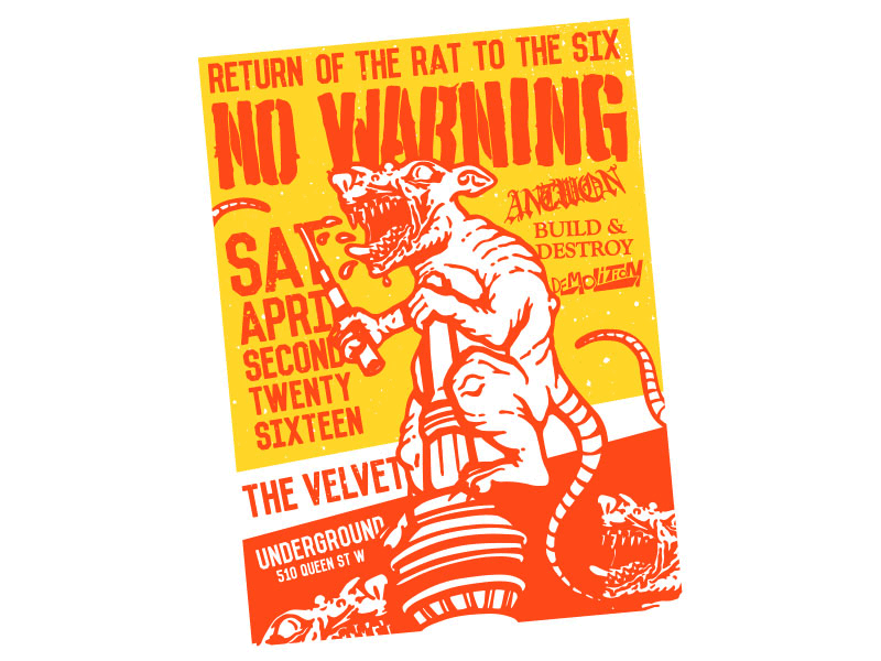 No Warning hardcore illustration no warning punk rats toronto