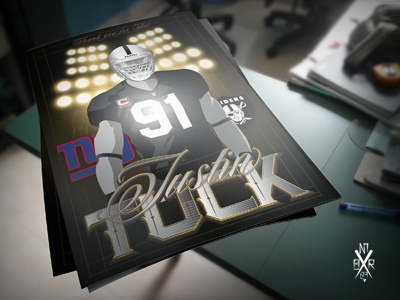 Poster Justin Tuck "thnx 4 all " football giants illustration illustrator inspire nfl raiders vector vectores visual