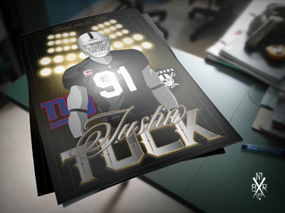 Poster Justin Tuck "thnx 4 all "