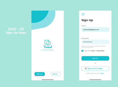 Sign Up Page UI Design app design ui