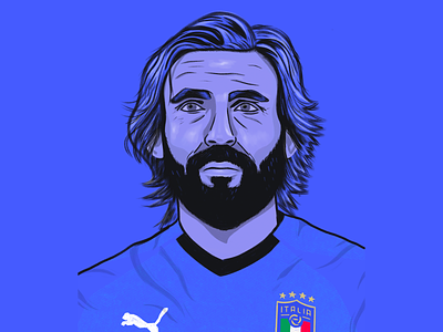 Andrea Pirlo - Ice Cold art azzurri design drawing football illustration italian italy juventus pirlo portrait procreate soccer