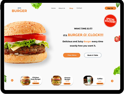 JO'S BURGER Website Landing page UI design food app landing page restaurant ui ux website